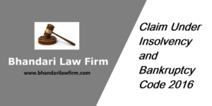 Claim Under Insolvency and Bankruptcy Code 2016